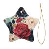 Christmas Tree Maroon and Navy Flowers Ceramic Hanging Star Shape Ornaments with Gold Ribbon Personalized Christmas Ornaments for Xmas Tree Holiday Home Wall Window view 4