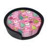6 Pack Cute Pink Christmas Tree Coaster for Drinks with Holder, New Year Leather Waterproof Coasters for Wooden Table Coffee Table Dinning Bar Desk Decor, Round view 2