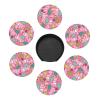 6 Pack Cute Pink Christmas Tree Coaster for Drinks with Holder, New Year Leather Waterproof Coasters for Wooden Table Coffee Table Dinning Bar Desk Decor, Round view 3
