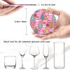 6 Pack Cute Pink Christmas Tree Coaster for Drinks with Holder, New Year Leather Waterproof Coasters for Wooden Table Coffee Table Dinning Bar Desk Decor, Round view 4