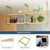 Ceiling Hanging Shelf Wooden Floating Shelves, 2 Tier Hanging Plant Flower Pot Stand Metal Storage Rack Wall Shelf for Bar Kitchen Restaurant, with Guardrail (Size : 140x30x80cm) view 3