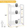 Hosfais Book Shelf Small Bookshelf - 3-Tier Wood Bookcase Industrial Bookshelf Metal Narrow Bookcase Storage Organizer Display Rack for Bedroom Living Room Home Office (White) view 3