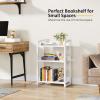 Hosfais Book Shelf Small Bookshelf - 3-Tier Wood Bookcase Industrial Bookshelf Metal Narrow Bookcase Storage Organizer Display Rack for Bedroom Living Room Home Office (White) view 4