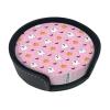 6 Pack Light Pink Cute Ghost Coaster for Drinks with Holder, Country Farmhouse Waterproof Non-Slip Leather Coasters for Wooden Table Coffee Table Dinning Bar Desk Decor, Round view 2