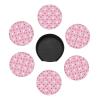 6 Pack Light Pink Cute Ghost Coaster for Drinks with Holder, Country Farmhouse Waterproof Non-Slip Leather Coasters for Wooden Table Coffee Table Dinning Bar Desk Decor, Round view 3