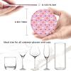 6 Pack Light Pink Cute Ghost Coaster for Drinks with Holder, Country Farmhouse Waterproof Non-Slip Leather Coasters for Wooden Table Coffee Table Dinning Bar Desk Decor, Round view 4