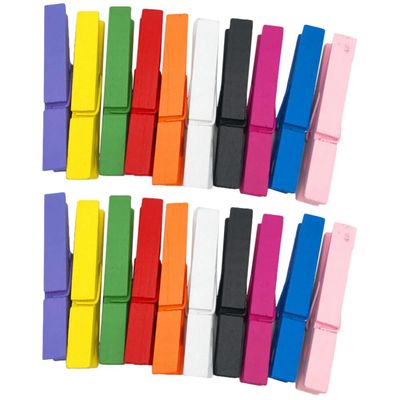 SOLUSTRE 50pcs Colored Wooden Clips for Photos Crafts Versatile Wood Clothespins Multi-use for Home Classroom Arts and Laundry