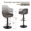 Glitzhome Bar Stools Set of 3, Mid Century Modern Leatherette Adjustable Bar Chair with Back and Foot Rest, Swivel Arm for Kitchen Island Livingroom, Dark Grey view 2