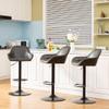Glitzhome Bar Stools Set of 3, Mid Century Modern Leatherette Adjustable Bar Chair with Back and Foot Rest, Swivel Arm for Kitchen Island Livingroom, Dark Grey view 3