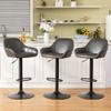 Glitzhome Bar Stools Set of 3, Mid Century Modern Leatherette Adjustable Bar Chair with Back and Foot Rest, Swivel Arm for Kitchen Island Livingroom, Dark Grey view 4