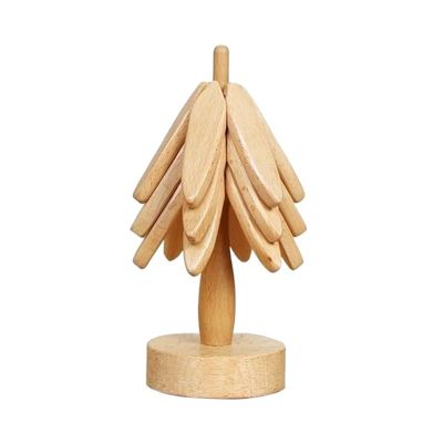 A Set of Imported Beech Small Tree Insulation mat Table Decoration, a Tree, Anti-hot Insulation mat Creative mat Insulation mat 3, Insulation mat Storage Pole. (Color : Natural)