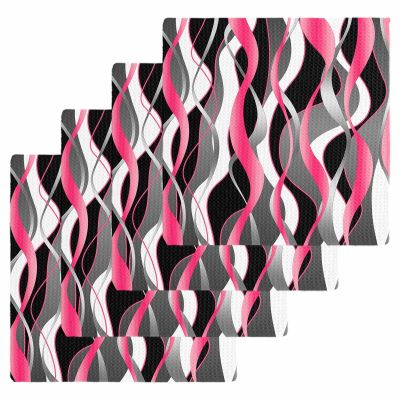 Pink Black Waffle Kitchen Dish Towels Set of 4,Super Absorbent & Quick Dry Hair Hand Bath Tea Golf Microfiber Towel,Yoga Gym Workout Towel Washcloth,Geometric Contemporary Grey White Stripe 12"x12"