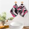 Pink Black Waffle Kitchen Dish Towels Set of 4,Super Absorbent & Quick Dry Hair Hand Bath Tea Golf Microfiber Towel,Yoga Gym Workout Towel Washcloth,Geometric Contemporary Grey White Stripe 12"x12" view 2