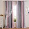 LOHUT Pink Star 84 inches Length Kids Curtains for Bedroom Star Blackout Window Curtain for Girls Living Room Darkening Romantic Nursery Window Curtain 2 Panels, Pink Grey, 52W x 84L view 1