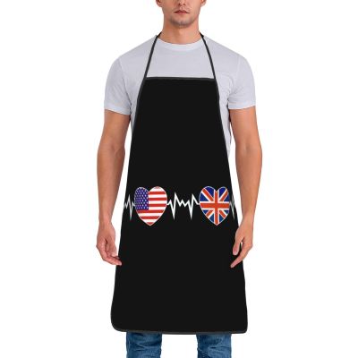 America British Flag Apron for Men/Women Adjustable Large Volume Printing Funny Vintage Aprons for Kitchen (No pockets)