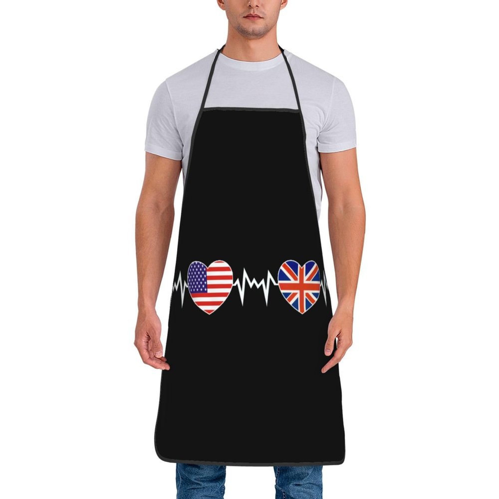 America British Flag Apron for Men/Women Adjustable Large Volume Printing Funny Vintage Aprons for Kitchen (No pockets)