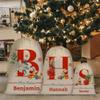 KafePross Personalized Santa Sack with Name for Kids Presents, Giant Cotton Linen Christmas Bag with Drawstring, Large Toy Bag with Initial & Name view 1