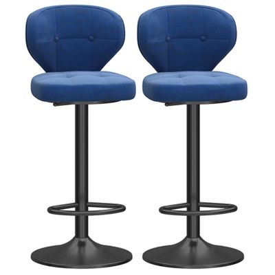 ANram Velvet Swivel Counter Height Bar Stools, Adjustable Bar Chairs Set of 2, Modern Barstools Lift Stools with Mid Back and Footrest for Kitchen Pub Dining Room Counter