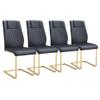 MEMUY Dining Chairs Set 4, Armless Black Kitchen Chairs,Waterproof Faux Leather Dinner Chairs with Upholstered Seat,Armless Side Chairs with Golden Metal Frame for Kitchen Dining Room view 1