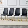 MEMUY Dining Chairs Set 4, Armless Black Kitchen Chairs,Waterproof Faux Leather Dinner Chairs with Upholstered Seat,Armless Side Chairs with Golden Metal Frame for Kitchen Dining Room view 2
