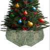 Retro Green Floral Christmas Tree Collar Tree Box Stand Cover,Artificial/Pencil/Silm/Skinny Tree Ring 4 Packs Collapsible Tree Skirt for Xmas Tree,Rustic Tribal Ethnic Bohemian Farmhouse 14.5"x10" view 1