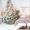 Retro Green Floral Christmas Tree Collar Tree Box Stand Cover,Artificial/Pencil/Silm/Skinny Tree Ring 4 Packs Collapsible Tree Skirt for Xmas Tree,Rustic Tribal Ethnic Bohemian Farmhouse 14.5"x10" view 4