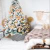 Geometric Lattice Christmas Tree Collar Tree Box Stand Cover,Artificial/Pencil/Silm/Skinny Tree Ring 4 Packs Collapsible Tree Skirt for Xmas Tree,Black Grey Classic Farmhouse Plaid 14.5"x10" view 4