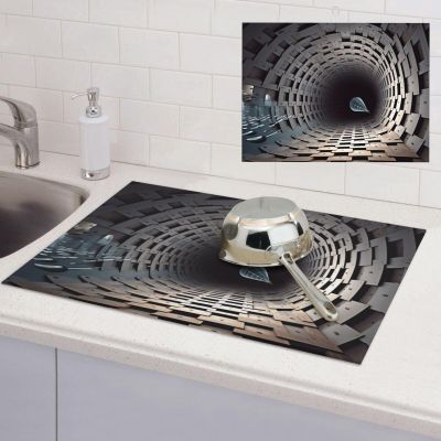 Dish Drying Mat For Kitchen Absorbent 3d Art Counter Drying Pad Drainer Rack Pad Microfiber Drying Pad Fast Dry Dish Rack Mat For Rack Coffee Mat Sink Mats 18 24 Inch