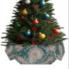 Boho Modern Christmas Tree Collar Tree Box Stand Cover,Artificial/Pencil/Silm/Skinny Tree Ring 6 Packs Collapsible Tree Skirt for Xmas Tree Decorations,Green Abstract Minimalist Flower 14.5"x10" view 1