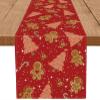 Gingerbread Christmas Decorations Red Table Runner Pink Tree Glitter Xmas Winter Candy Cane Holiday Kitchen Dining Merry Christmas Table Decor 13x72 in view 1