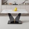 WEKEOT 63" Modern Dining Table Faux Marble Top Dining Table with MDF Pedestal White Dining Table for 6 Rectangle Dining Table for Kitchen(White) view 1
