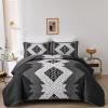 Dintszyayue Boho Quilt Set King Size 3 Pieces Black Grey Aztec Texture Bedspread Coverlet Set Bohemian Quilt Bedding Set Microfiber Lightweight Bed Cover for All Seasons 90"103" view 1
