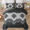 Dintszyayue Boho Quilt Set King Size 3 Pieces Black Grey Aztec Texture Bedspread Coverlet Set Bohemian Quilt Bedding Set Microfiber Lightweight Bed Cover for All Seasons 90"103" view 2