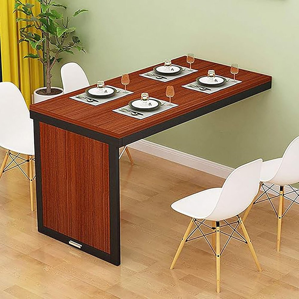Topjia Wall Mounted Folding Dining Table Space Saving,Wood Wall Mounted Table Kitchen Table Foldable Wall Table,Modern Home Office Fold Up Table Desk