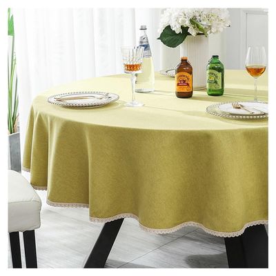 JAELA 1pcs Tablecloth Round Cotton Linen Table Cloth Washable Table Cloth Protector Cover for Kitchen Dining Party Hotel Picnic Christmas Tabletop Decoration (Color : Green, Size : 260cm)