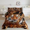 Tiger Print Kids Comforter Set Full Size,Tiger Fur Skin Stripes Texture Bedding Set,Boys Girls Adults Room Decor,Wild Animals Wildlife Rustic Down Comforter,Brown Retro Duvet Insert,2 Pillowcases view 1