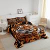 Tiger Print Kids Comforter Set Full Size,Tiger Fur Skin Stripes Texture Bedding Set,Boys Girls Adults Room Decor,Wild Animals Wildlife Rustic Down Comforter,Brown Retro Duvet Insert,2 Pillowcases view 2