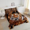 Tiger Print Kids Comforter Set Full Size,Tiger Fur Skin Stripes Texture Bedding Set,Boys Girls Adults Room Decor,Wild Animals Wildlife Rustic Down Comforter,Brown Retro Duvet Insert,2 Pillowcases view 3