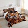 Tiger Print Kids Comforter Set Full Size,Tiger Fur Skin Stripes Texture Bedding Set,Boys Girls Adults Room Decor,Wild Animals Wildlife Rustic Down Comforter,Brown Retro Duvet Insert,2 Pillowcases view 4