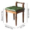 Topjia Low Back Vanity Bench Stool with Padded Cushion,Leather Retro Makeup Stool, Solid Wood Carving Legs Piano Bench for Makeup Room Living Room Beauty Salon(Seat Height 45cm(17.7in), Coffee C) view 2