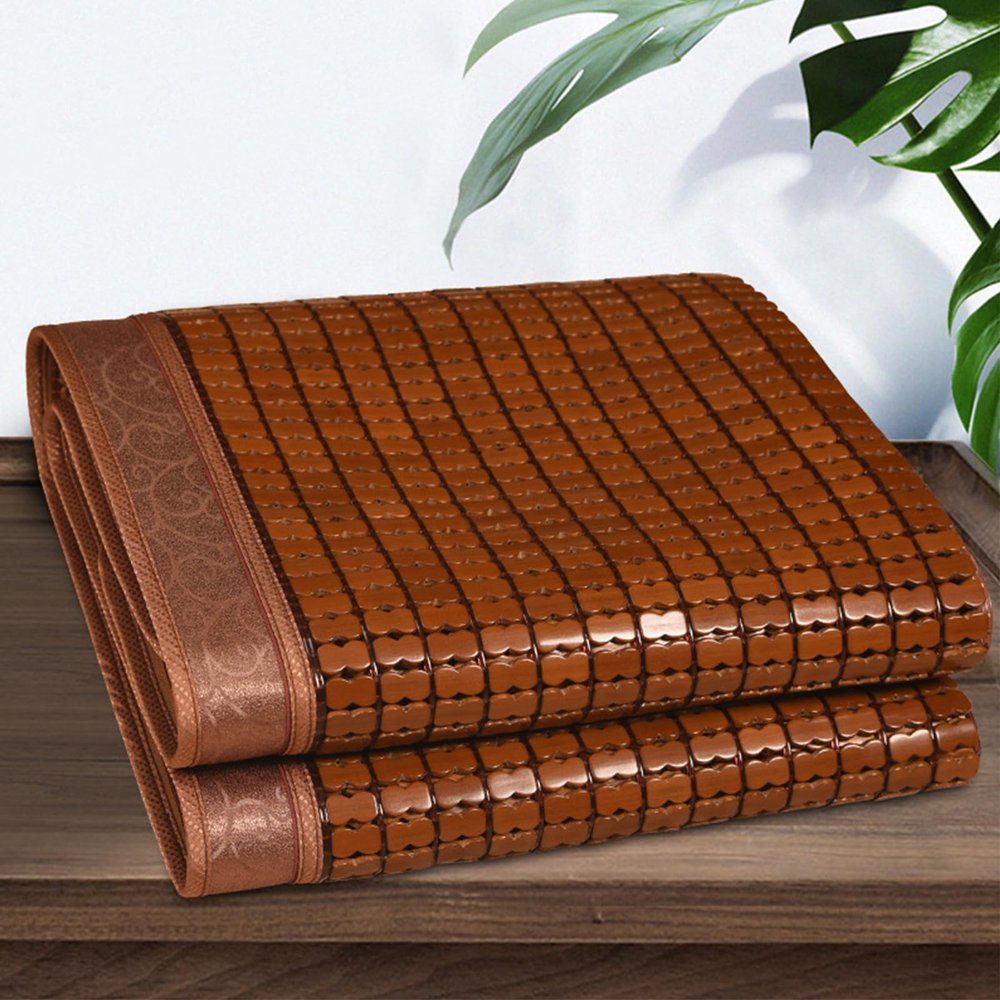 Foldable Summer Sleeping mat, Bamboo Cooling Bed Mattress,Insulated Breathable Bed Mat for Home School Dormitory,Suitable for All Ages(135x195cm(53"x76.8"), A)