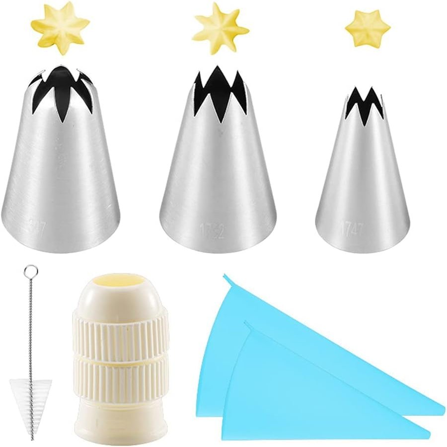 Cake Piping Tips 7 Pcs Cake Decorating Kits Piping Tips Nozzles Set Icing Nozzles Pastry Bags Coupler Piping Nozzle Kit