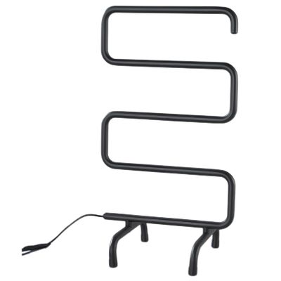 IINCOOY Electric Towel Rack, Bathroom Electric Heated Towel Rail Towel Warmer Creative Bath Towel Radiator (Color : Black)