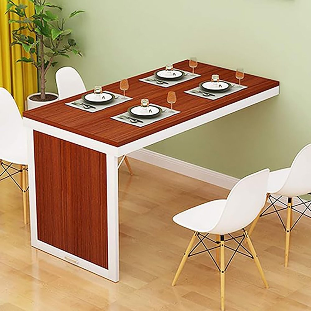 Topjia Wall Mounted Folding Dining Table Space Saving,Wood Wall Mounted Table Kitchen Table Foldable Wall Table,Modern Home Office Fold Up Table Desk
