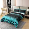 Ombre Teal Bedding Set Full - Black Leopard Glitter 100% Cotton Duvet Cover - Leopard Print Comforter Cover for Boys Girls - Shiny Print Bedspread Quilt Cover 3Pcs view 2