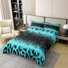 Ombre Teal Bedding Set Full - Black Leopard Glitter 100% Cotton Duvet Cover - Leopard Print Comforter Cover for Boys Girls - Shiny Print Bedspread Quilt Cover 3Pcs view 3