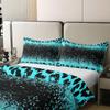 Ombre Teal Bedding Set Full - Black Leopard Glitter 100% Cotton Duvet Cover - Leopard Print Comforter Cover for Boys Girls - Shiny Print Bedspread Quilt Cover 3Pcs view 4