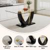 Ebullient 63" Glass Dining Table Set for 4, Modern Dining Room Table Set for 4, 0.39 Thick Tempered Glass Table Top and Durable MDF Base, with 4 PU Leather Upholstered Dining Chair view 4