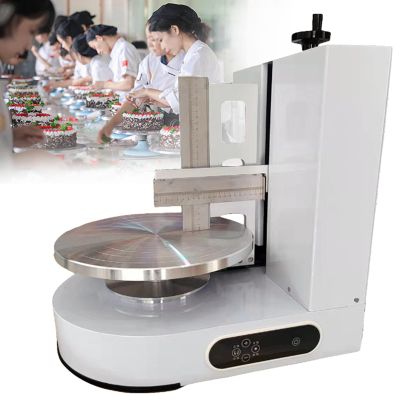 4-12in Baking Birthday Cake Tools Automatic Birthday Cake Smoothing Coating Machine Cakes Plastering Cream Coating Filling Machine,Adjustable Rotating Speed,White