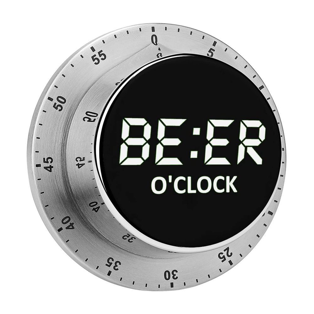 Love Beer O'Clock 60 Minute Timer Stainless Steel Wind Up Magnetic Timer Time Management for Cooking Kitchen